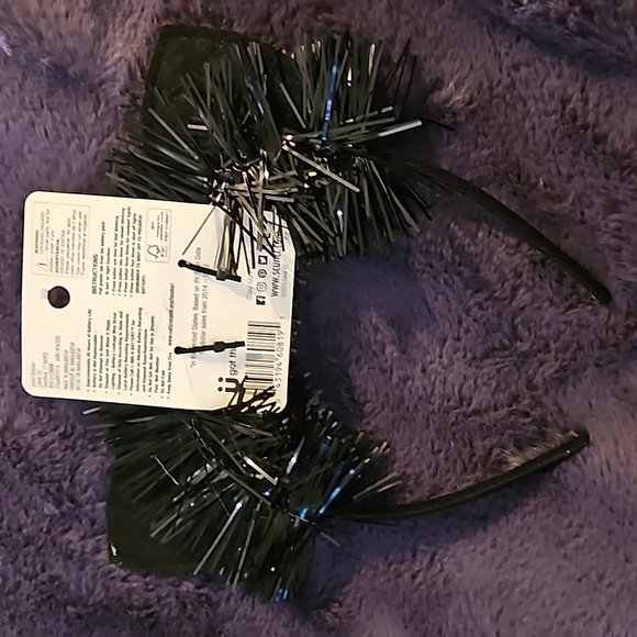 Glam-O-Ween Halloween Black Cat Headband Orange Glitter Ears Light-Up Blinking - Picture 2 of 7